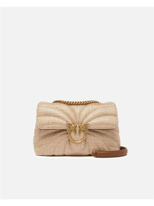 Borsa a tracolla rafia trapuntata Love Bag Puff con farfalla PINKO | 100038A2C8/C50Q